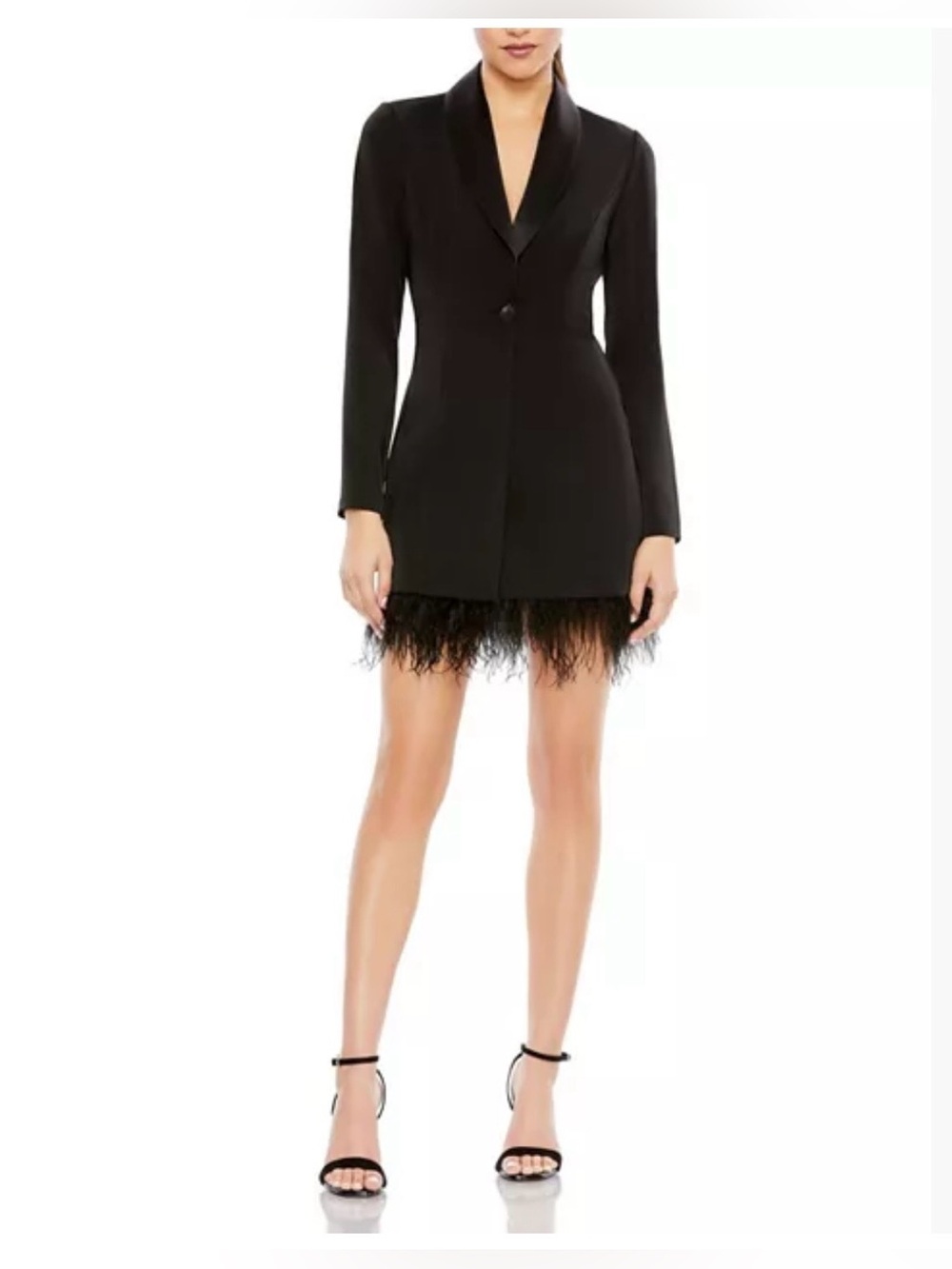 NWT Mac Duggal
Feathered Trim Tuxedo Dress Size 2